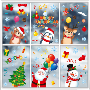 Autocollants statiques de Noël en verre motif Père Noël et rennes de dessin animé pour vitrine de magasin, bureau et décoration de vacances - Vente en gros - Product Image 4