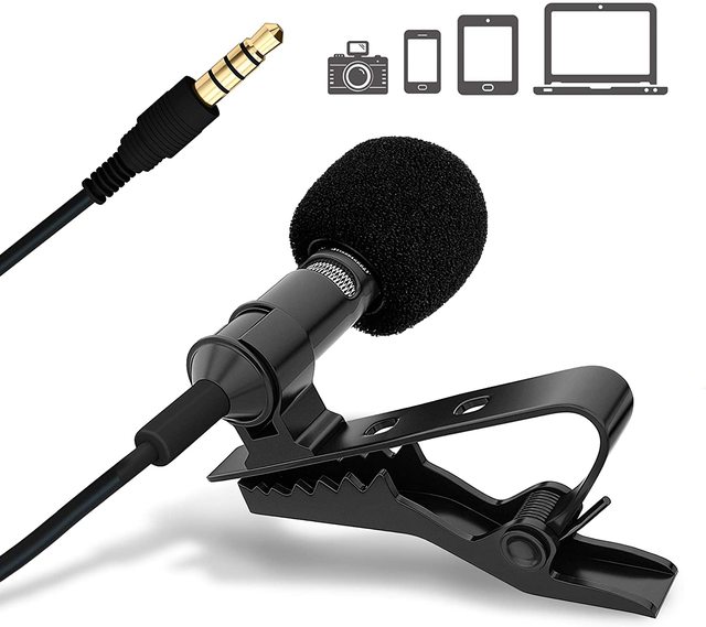 Professional 1.5m Mini Wired Condenser Lavalier Microphone with Metal 3.5mm Plug Noise Cancelling for PC/Laptop Portable Use