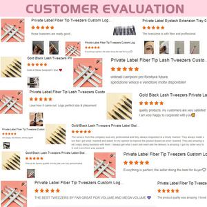 Pinset Bulu Mata Private Label Putih Hitam Beige Ujung Serat Logo Kustom Ujung Serat Ekstensi Bulu Mata Volume Ujung Serat Pinset - Product Image 6