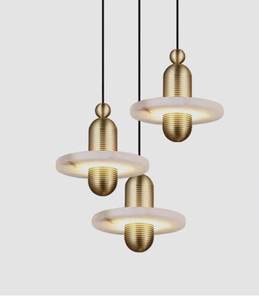 <span class=keywords><strong>Lampadario</strong></span> Moderno di Lusso in Alabastro da 18CM, Lampada LED a Doppia Ape per Soggiorno, Piccolo <span class=keywords><strong>Lampadario</strong></span> in Marmo Naturale - Product Image 2
