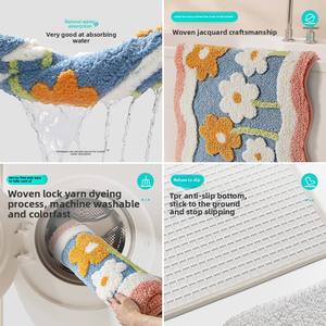 Tapis de salle de bain floqué, style frais transfrontalier, très absorbant, antidérapant, séchage rapide, pour usage domestique - Product Image 5