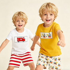 Ensemble de vêtements pour garçons en bambou personnalisé, mode décontractée, doux pour la peau, manches courtes, vêtements populaires pour enfants, tenue d'été - Product Image 2