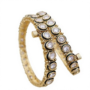 Beautiful <b>Gold</b> Plated Crystal Rhinestone Fashion <b>Bangles</b> Women's Classic Wedding Jewelry Openable <b>Bangle</b> <b>Set</b> - Product Image 2