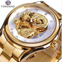 Forsining Montre pour hommes Dragon Squelette Montres mécaniques automatiques Montre à bracelet en acier inoxydable Montre pour hommes Montre étanche Reloj