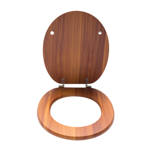 New Universal Heavy Duty MDF Wooden <strong>Toilet</strong> <strong>Seat</strong> with Chrome Hinge Anti-Bacterial <strong>Pine</strong> Effect Soft Close Function for Bathroom - Product Image 1