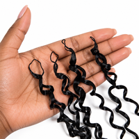 Extensions de cheveux bouclés au crochet de 18 pouces, 50g, en fibre protéinée, faits à la main, noir naturel, en stock, couleurs personnalisées pour femmes