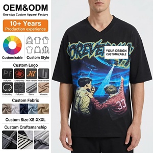 Camiseta de punto extragrande OEM al por mayor, personalizada con estampado DTF, pedrería y gráficos desgastados, a la moda, para hombre, estilo urbano. - Product Image 1