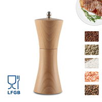Ensemble moulin à sel et poivre commercial en bois de hêtre, moulin à poivre en céramique avec bouteille en verre pour cuisine et restaurant (vente en gros)