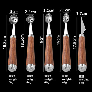 Rosewood <b>Ice</b> <b>Cream</b> Scoop Set 304 Stainless Steel Manual Fruit <b>Ball</b> Scoop For Platter Making - Product Image 5