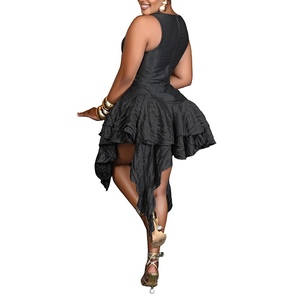 Vestidos de Moda para Mujer con Cuello Redondo, Tela con Lentejuelas, Asimétricos y de Color Sólido - Product Image 2