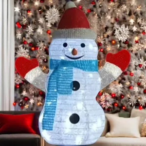 24" USB 8-function Timing Remote Control 33pcs LED Lights Sprinkled With Powdered Snowflake Cloth Snowman