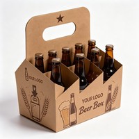 Caja de Cartón Kraft con Logotipo Personalizado para 4/6 Bebidas, Porta Botellas de Cerveza, Caja para Botellas de Vino