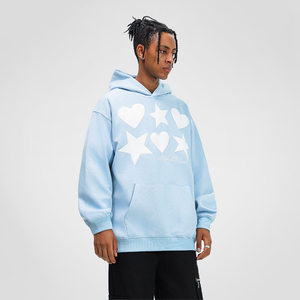 Sweat à capuche doublé pour homme, style streetwear, coupe oversize, 100% coton tricoté épais, pull d'hiver, motif lettres, impression en relief, sans cordon - Product Image 5