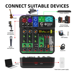 Controlador de DJ Debra Professional BT de 4 Canales MC-4 para Podcast, Consola de Mezclas de Audio Estéreo para Webcasting, Sonido Ajustable - Product Image 3