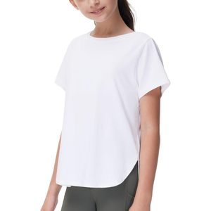 FOXA Camiseta deportiva para niña, camiseta de manga corta con aberturas laterales, camiseta de punto de secado rápido para niños - Product Image 1