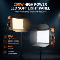 Lumière vidéo LED bicolore 200W pour studio, 3200K 5600K CRI 97, sans ventilateur, DMX512, batterie V-Mount, éclairage pour photographie et streaming en direct