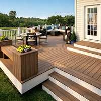 Planches de terrasse modernes en composite WPC à grain droit lisse, emboîtables, antidérapantes et résistantes à l'humidité pour parcs et jardins