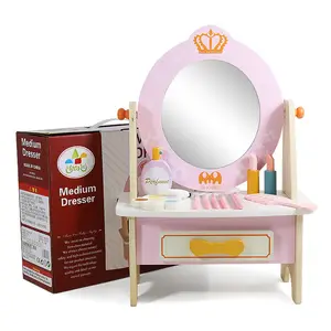 Pink Dresser bermain anak perempuan, Meja belajar pendidikan kosmetik mainan berpura-pura untuk anak perempuan dari 9 sampai 12