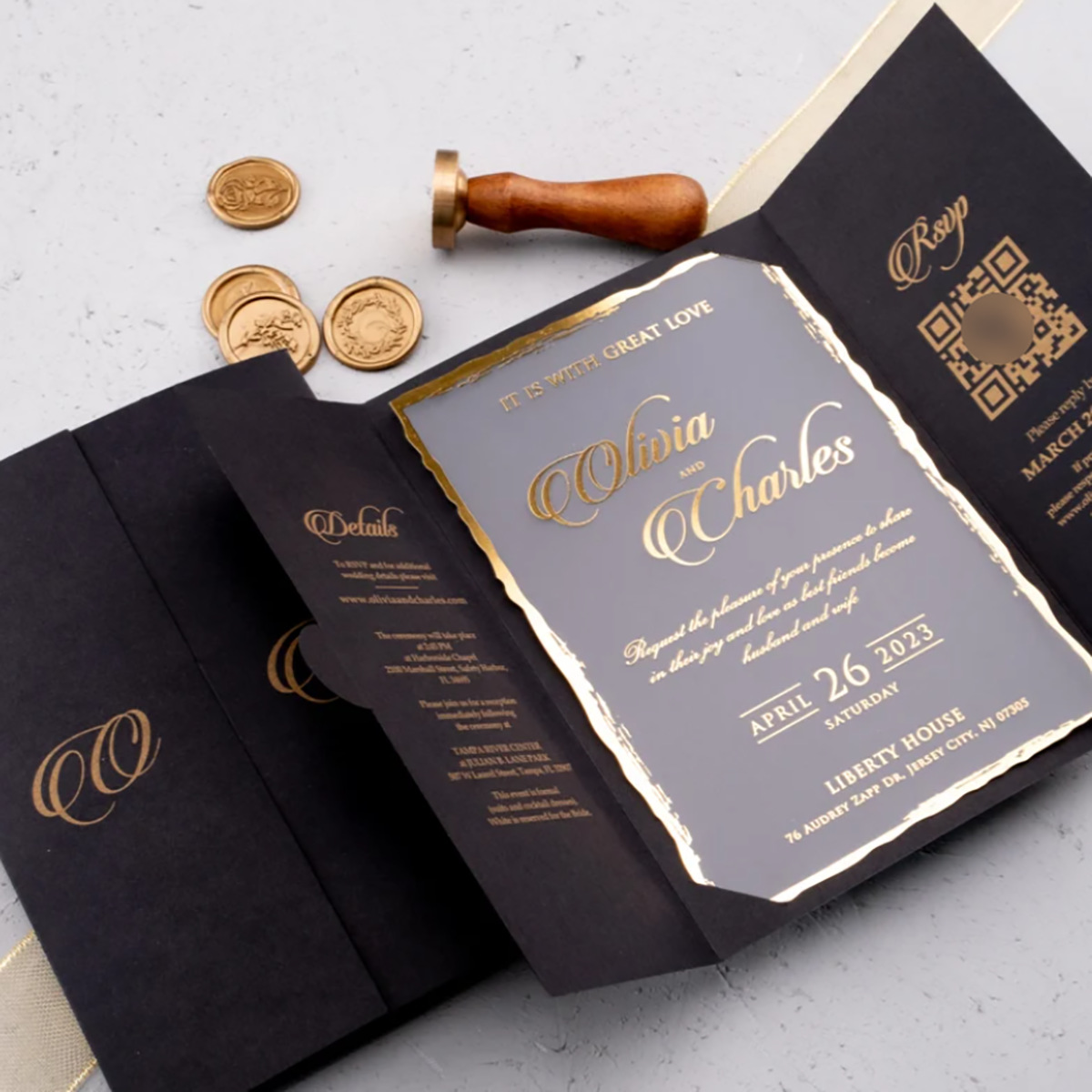 Hard card sleeve + acrylic + wax seal