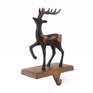 Modern Christmas Vintage Deer Reindeer Brass Antlers Weighted Metal <strong>Stocking</strong> <strong>Holder</strong> for <strong>Stocking</strong> Mantle Factory - Product Image 4