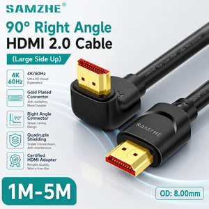 Cable <span class=keywords><strong>HDMI</strong></span> en Ángulo SAMZHE 4K/60Hz, 30AWG, Cable HD 3D con Conector de 90 Grados para PC, TV Box, Monitor, Proyector, Cable de Conexión de 8.0mm - Product Image 1
