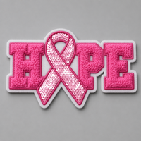 Patchs thermocollants personnalisés en chenille brodée, motif cancer du sein, effet duveteux et volumineux, grand format, pour vêtements, vestes, chapeaux, sacs
