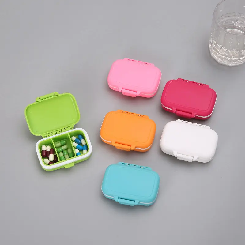 Xách tay hàng ngày hàng tuần nhựa rơm lúa mì 3 khoang du lịch y học Pill lưu trữ trường hợp Pill Box Organizer