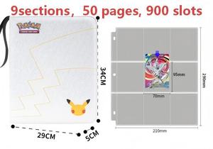 Vente en gros - Album de cartes Pokémon TCG pour le 30e anniversaire, en cuir PU, <span class=keywords><strong>avec</strong></span> fermeture éclair, pour collectionneurs, 4 pochettes, 9 pochettes, rangement pour cartes à collectionner - Product Image 6