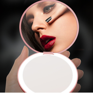 Portable Foldable <b>LED</b> Makeup <b>Mirror</b> Double Sided Cosmetic <b>Mirror</b> Magnifying Round Pocket <b>Mirror</b> for Travel Bathroom - Product Image 1