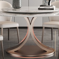 Table à manger ronde noire WESOME avec 4 chaises, ensemble de table à manger ronde moderne de 135 cm, 6 places, quartz avec centre rotatif