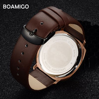BOAMIGO 2021 Jam Tangan Olahraga dan Formal Pria Terbaru Tahan Air dengan Tali Kulit dan Casing Logam Gaya Bisnis