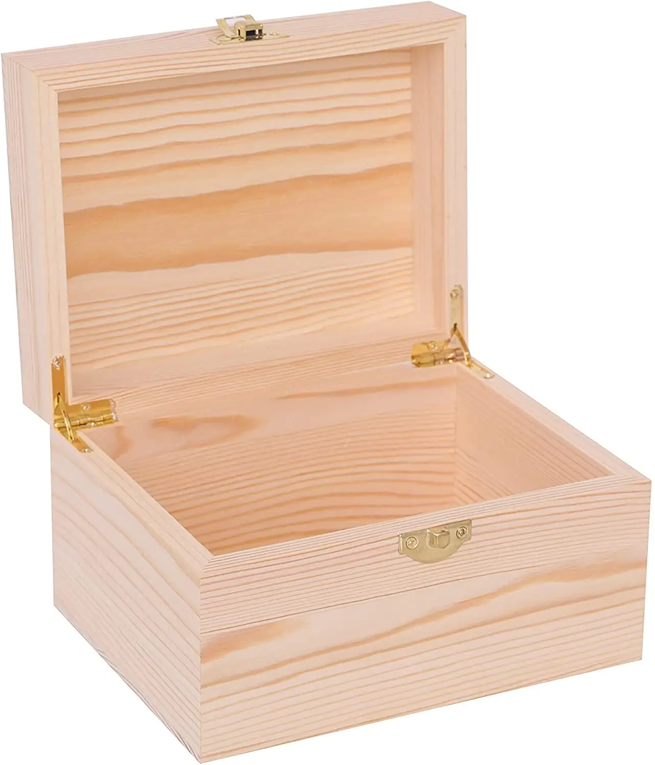 Lovely pine wood trinket storage presentation box RN131 gift silver clasp 