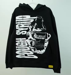 Sudadera con Capucha para Hombre con Estampado 'That's a Awful Lot of Cough Syrup', Negra, de Poliéster Tejido, 160g, Cálida, Estilo Otoñal - Product Image 2