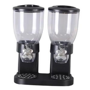 Distributore di cereali in acciaio doppio nero per la conservazione degli alimenti per la casa cucina e scuola Set di capacità 4L - Product Image 1