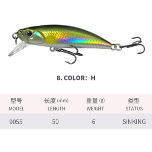 Appât de pêche japonais 50mm 6g, appât artificiel dur coulant pour truite d'eau douce, mini-appât de pêche. - Product Image 5