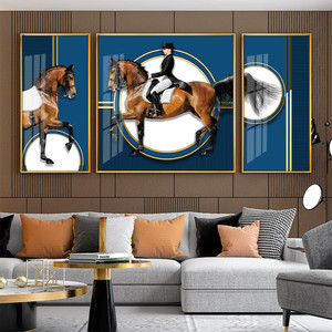 Salon décoratif peinture lumière luxe cristal porcelaine peinture atmosphérique créatif <span class=keywords><strong>triptyque</strong></span> canapé fond mur - Product Image 3