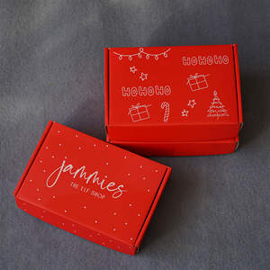 Caja de Cartón Corrugado Roja Personalizada para Navidad, con Diseño Festivo, Impresión Exterior, Mensaje de Felicitación, Cajas de Regalo de Papel para la Temporada Navideña - Product Image 3