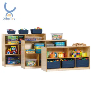 XIHA Cheap Children Daycare Cabinet Nursery Furniture Sets Kindergarten Baby Preschool Classroom Furniture Table Set Wooden