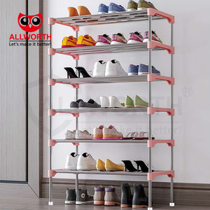 Prezzo di fabbrica risparmio di spazio a buon mercato grande capacità di ferro scarpiera mensola con bordo in tessuto - Product Image 5