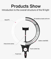 Anneau lumineux Jmary FM12R 12 pouces universel portable à intensité variable, anneau lumineux LED cosmétique avec télécommande et pince de fixation pour téléphone portable