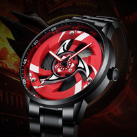 Nouvelle Montre Homme Sportive à Cadran Rotatif, Étanche en Acier Inoxydable, Montre à Quartz de Luxe avec Jantes de Voiture, Reloj