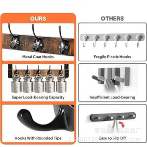 Wooden Wall Mounted Coat Rack With <b>Shelf</b> And <b>Hooks</b> For Home Storage Multifunctional Organizer Kr 1018 - Product Image 2