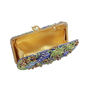 Women Delicate Floral Leaves Rhinestones Clutch <b>Purse</b> Brilliant Crystal Evening Bags for Bridal Bridesmaids - Product Image 3