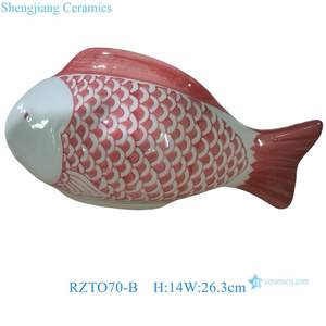 Rzto70 Cổ Màu Xanh Đỏ Màu Sứ Cá Điêu Khắc Handmade Nhà Trang Trí Động Vật Bức Tượng Nhỏ - Product Image 6