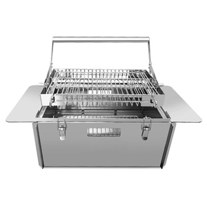 Rotisserie <span class=keywords><strong>Grill</strong></span> Custom Charcoal <span class=keywords><strong>Grill</strong></span> Piquenique e Camping Rotativo Lançando Portátil Inoxidável Bbq <span class=keywords><strong>Grill</strong></span> Hold Food in Place