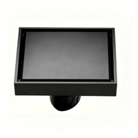 Siphon de sol carré en acier inoxydable 304, finition bronze brossé, avec insert invisible pour carrelage et couvercle amovible