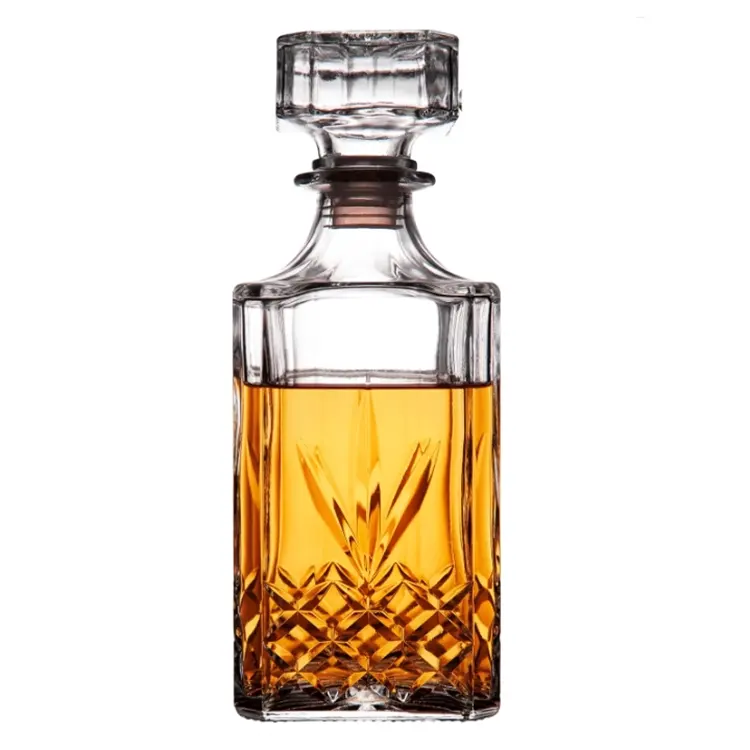 Klar quadratischer Dekanter Whiskey Rum Fruchtwein Vodka Glasflasche 750 ml mit Zieh-Flaschen-Doppel