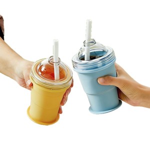 Portable Folding Ice Ball Cup Silicone Food Grade With Straw For Summer Outings - Product Image 3
