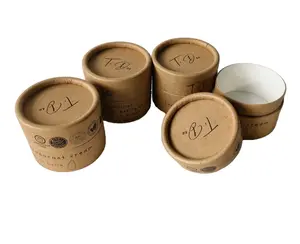 100% Recycled Round Pot Deodorant Paper Packaging Cream jar Biodegradable Lip Balm Kraft Cardboard Cylinder Tube