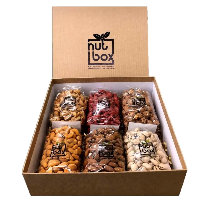 Biểu tượng tùy chỉnh in Kraft ngày Nuts & hạt Quà Tặng hiển thị hộp giấy container bao bì thực phẩm hộp